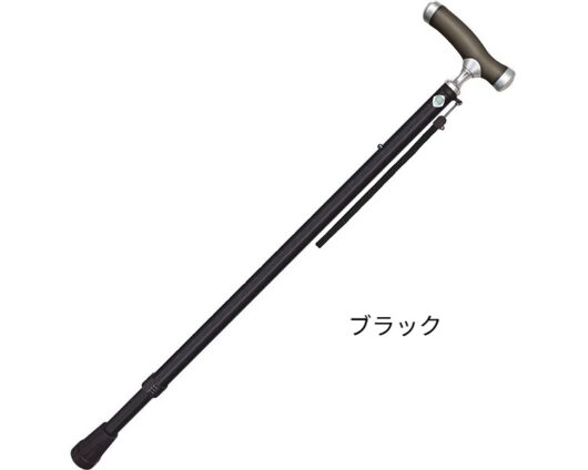 やわらかグリップステッキ伸縮 ブラック